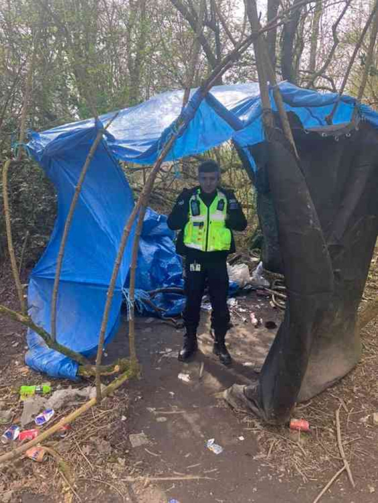 Police took the shelter apart on Saturday. Photo: Swadlincote SNT Facebook page