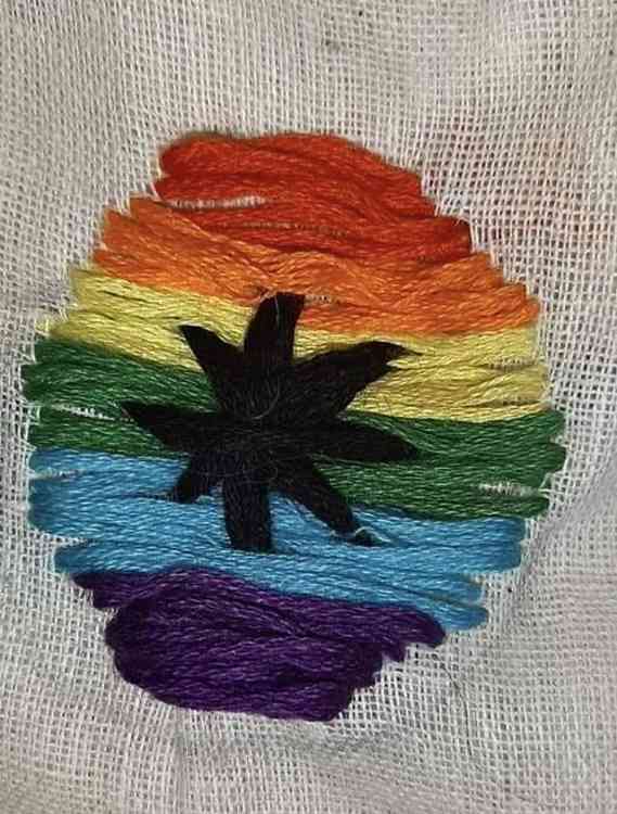 A embroidered Pride symbol