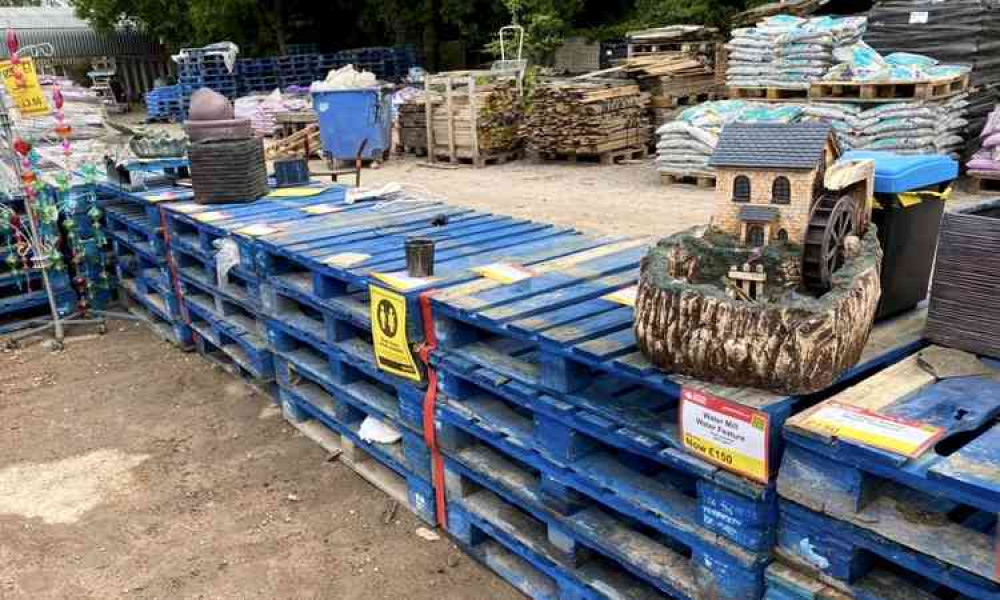 Empty pallets at Garden King in Newhall on Sunday after thieves struck overnight. Photo: Garden King Facebook page