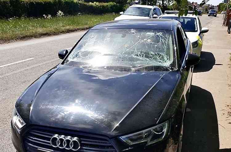 The windscreen was badly cracked on this Audi