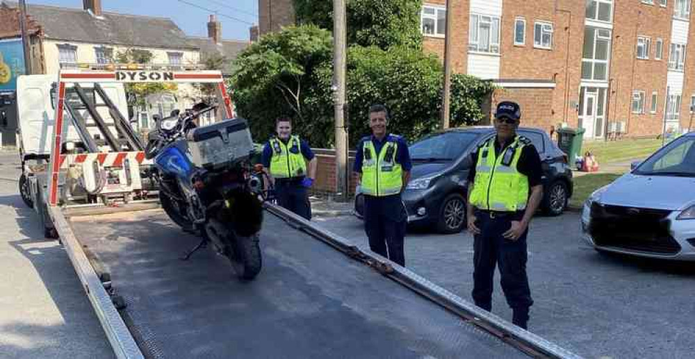 Police found the bike in Woodville and prepared to return it to its owner. Photo: Swadlincote SNT Facebook page