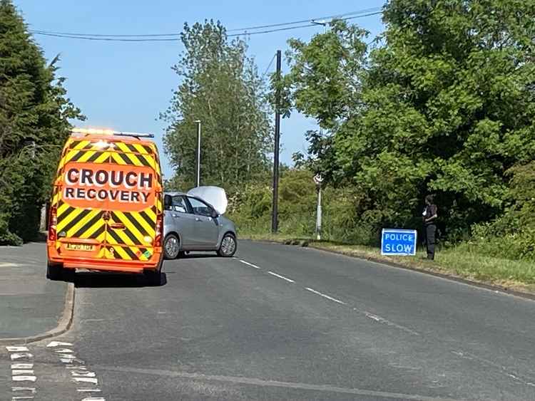 The wrecked car was being recovered along Moira Road. Photo: Ashby Nub News