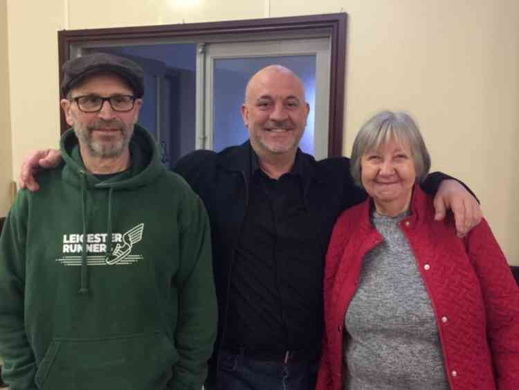 Fliss Middleton (right), husband Steve (left) and Feed the Need volunteer James at Hugglescote Community Centre