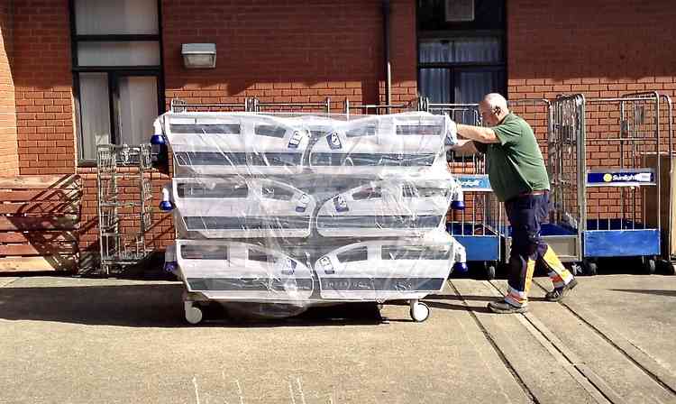 New beds being brought into Coalville Community Hospital on Friday morning