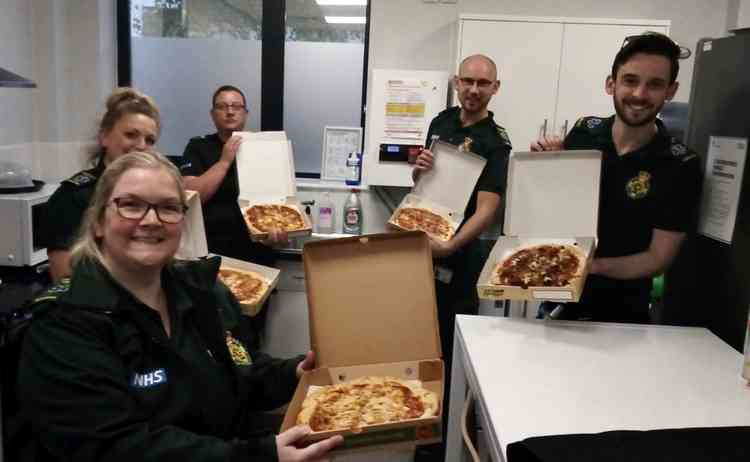 Coalville Ambulance Station says thanks for its Zamani's pizzas