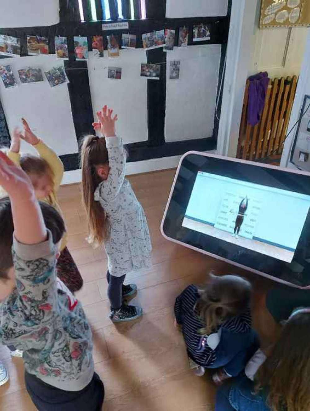 Preschool children from Townhouse Nursery Alsager taking part in Family Dance Fit by Everybody Leisure.