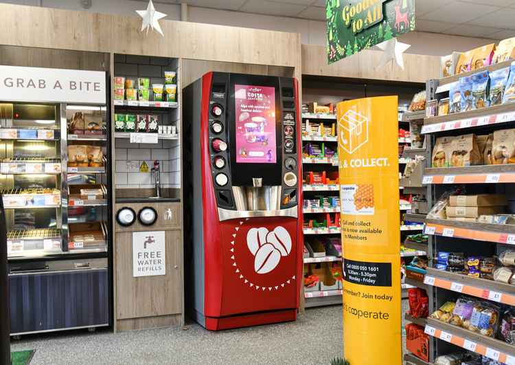 A free hot and cold water refill station is one of the store's new features