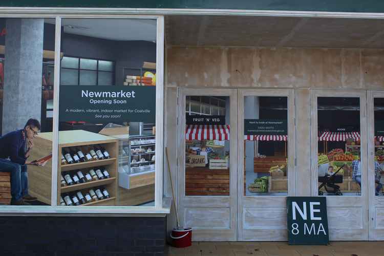 Newmarket frontage with temporary window displays