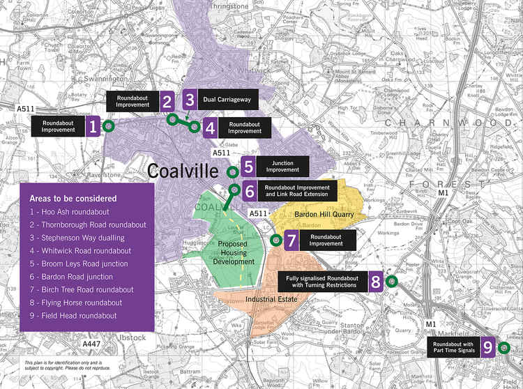 A map of the planned improvements in Coalville