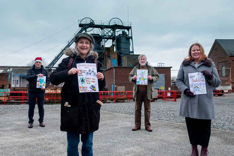 L-R: Nick Rushton (Leader of Leicestershire County Council), Terri Eynon (County Councillor for Coalville north), Stuart Warburton (Snibston Heritage Trust), Louise Morris (Framework Manager for the Snibston Colliery Park project Fortem Solutions)