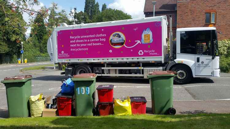 District council lorries collect the public's rubbish ready for recycling