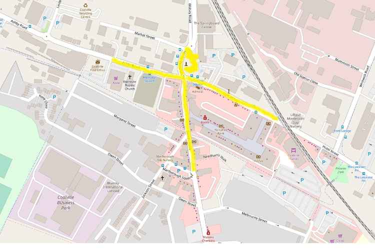 The map shows the areas in Coalville that will be cleaned. Image: North West Leicestershire District Council