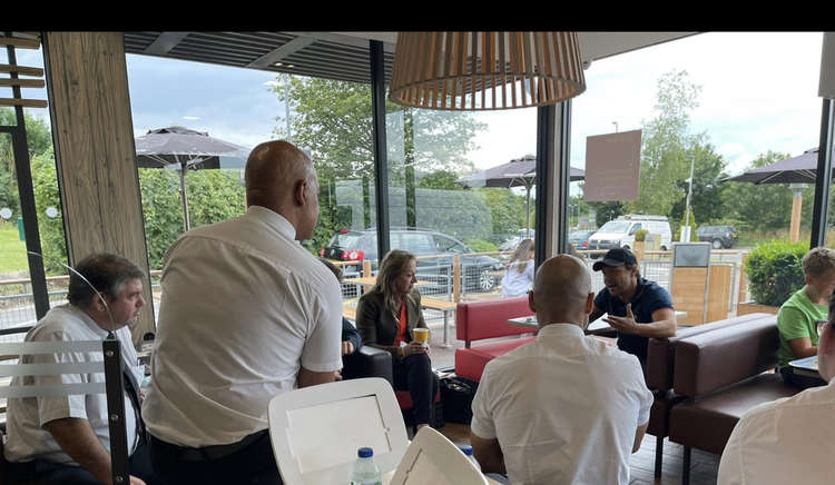 Stephen Graham met McDonald's staff on Monday
