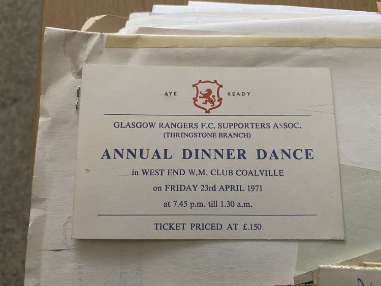 A ticket for the Thringstone club's 1971 dinner dance priced at £1.50