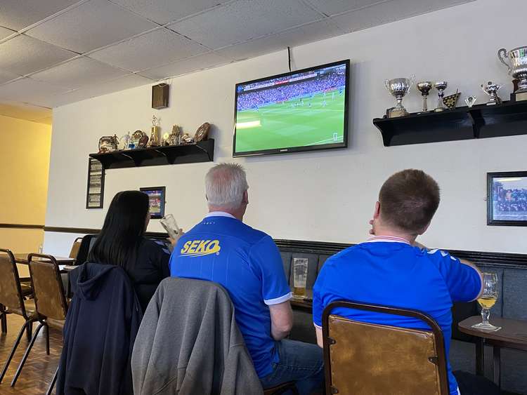 Rangers fans in the Members Club watching the Old Firm game