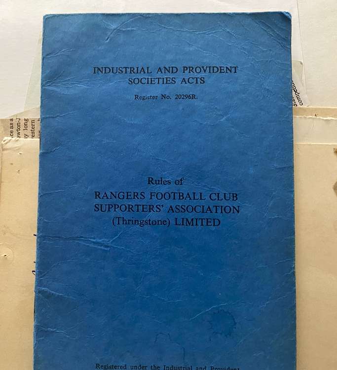 Supporters' club paperwork from the early 1970s