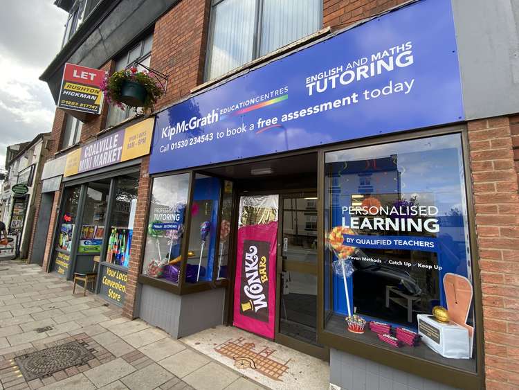 Kip McGrath designed their shop front with a Willy Wonka chocolate bar. Photo: Coalville Nub News