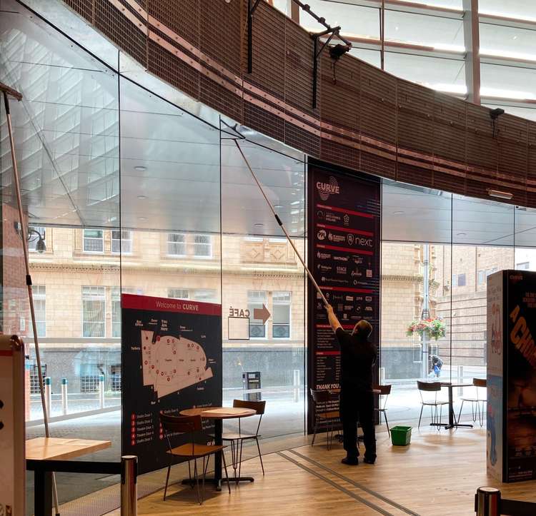 The large windows need to be cleaned as theatre-goers return