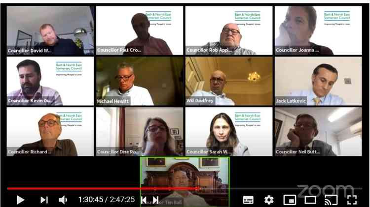 B&NES Council's cabinet meeting via Zoom on July 22. You Tube. Permission for use by all partners.