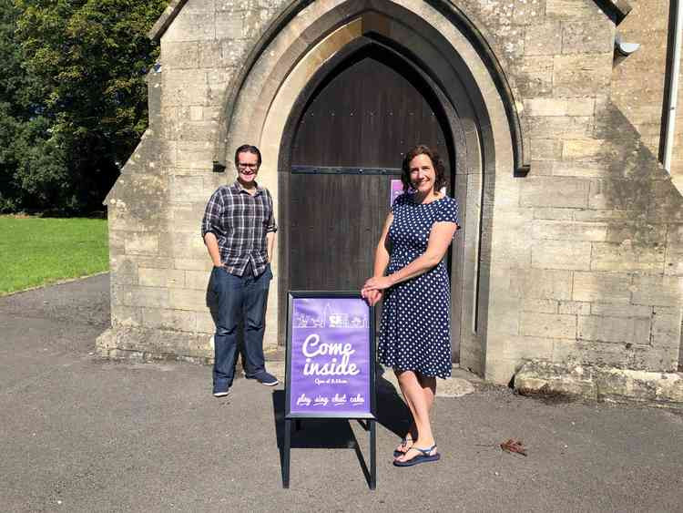 Party in the Park's Nathan Hartley (left) and Sarah Carney (right) outside St John's Church, where SJ's Little Ones is held, in Peasedown