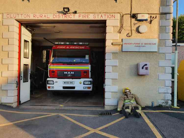 One of the scarecrows looks a little the worse for wear at the Fire Station