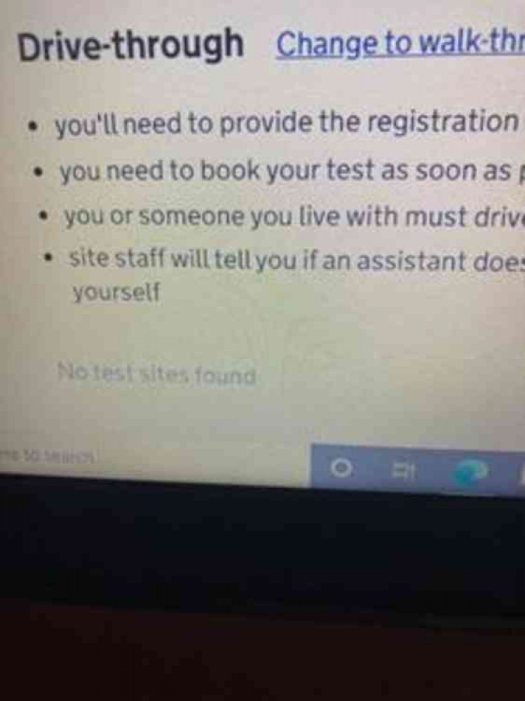 This was a screen shot of what one local who needed a test was being told