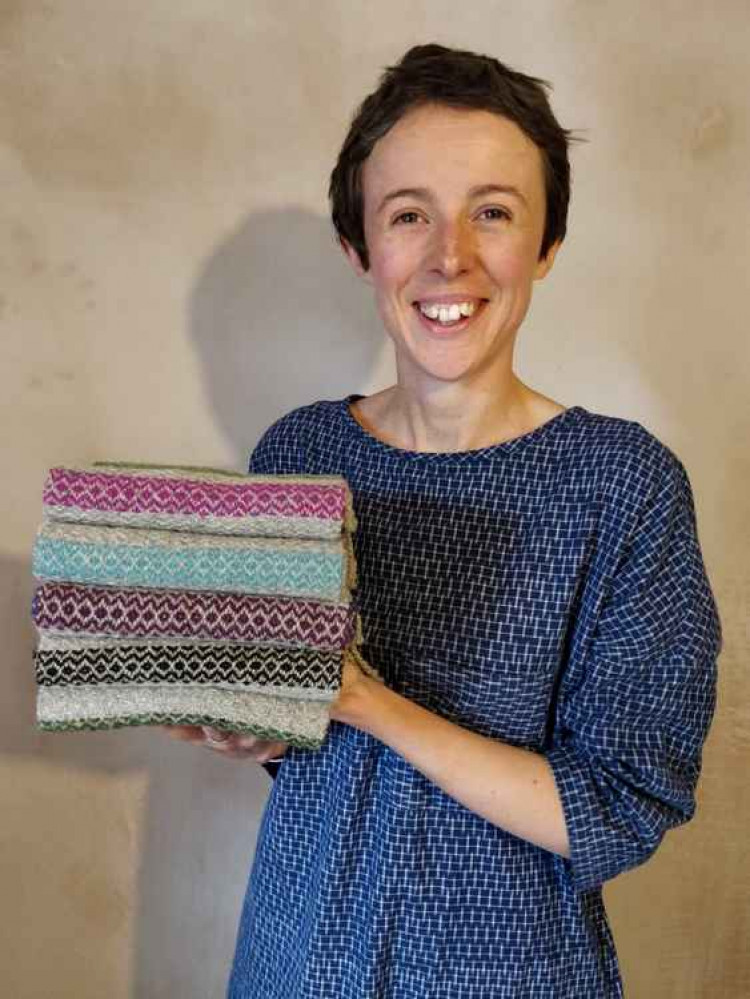 Jade Ogden uses wool from sheep on the Mendips