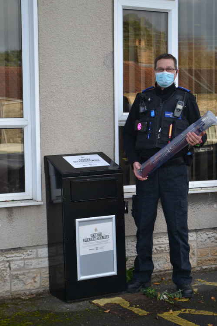 PCSO Dave Bowen with a collection of some of the knives that are currently under lock and key