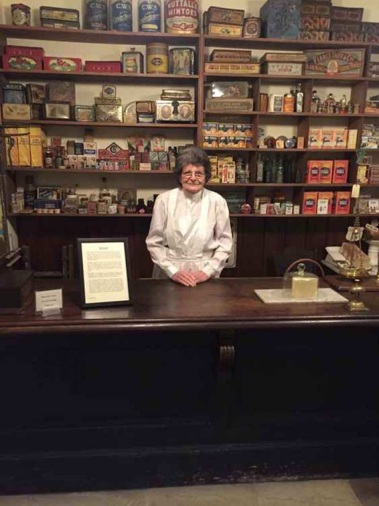 Museum volunteer Irene Burchell in the old Coop shop at the Somerset Coalfield Life museum