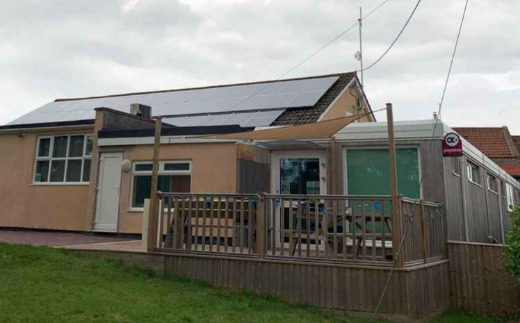 Farmborough Community Shop with the solar panels on the roof (Photo: Sam Ross - Farmborough Community Shop)