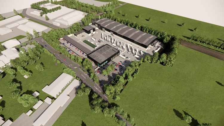 Aerial South-East 3D view of proposed Keynsham Recycling Hub