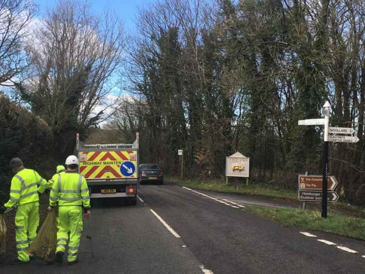 The B&NES verges and hedgerow clean up began on February 22 on the  A368 Chelwood to Marksbury