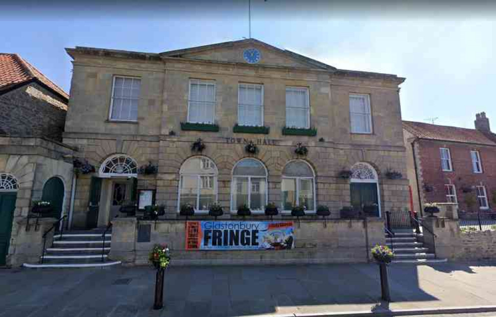 Glastonbury Town Hall - see today's events (Photo: Google Street View)