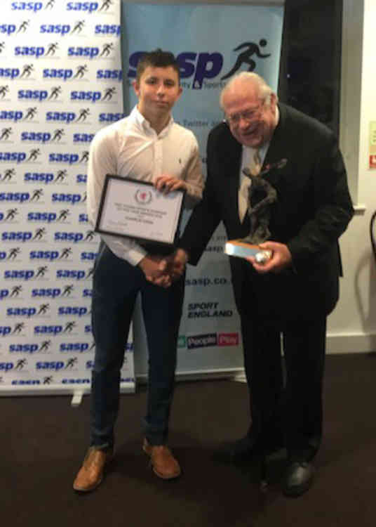 Charlie Cook, the TS5C Sports Person of the Year, with Alan Gloak, chairman of the Somerset sports charity, TS5C.