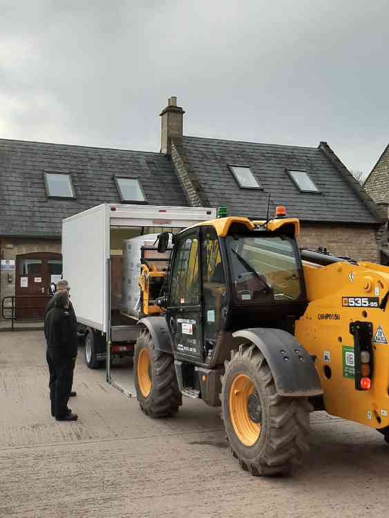 Equipment being loaded at Worthy Farm in Pilton (Photo: Avon and Somerset Police)