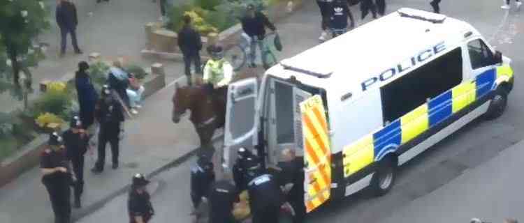 Screen grab of the protest taken from the Glastonbury Market Place webcam (Photo: GlastonburyOnline)