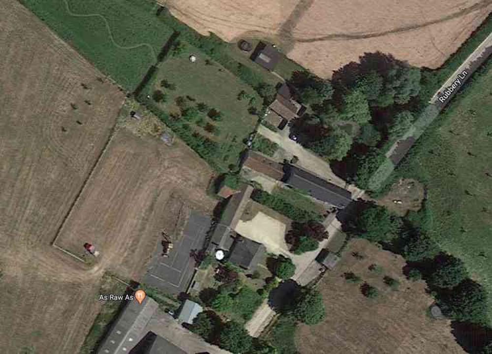 The Rubbery Farm area which includes the barn that will be converted (Photo: Google Earth)