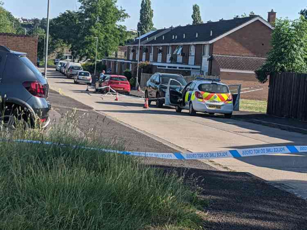 Police at the scene in Pound Close, Glastonbury