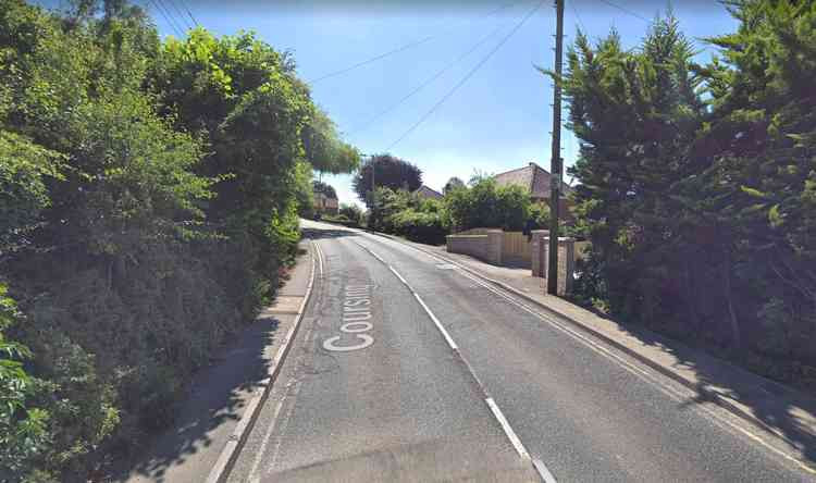 The A361 is closed at Coursing Batch (Photo: Google Street View)