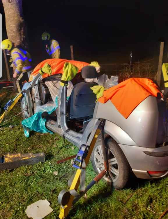 The car following the crash on the A37 (Photo: Somerton Fire Station)