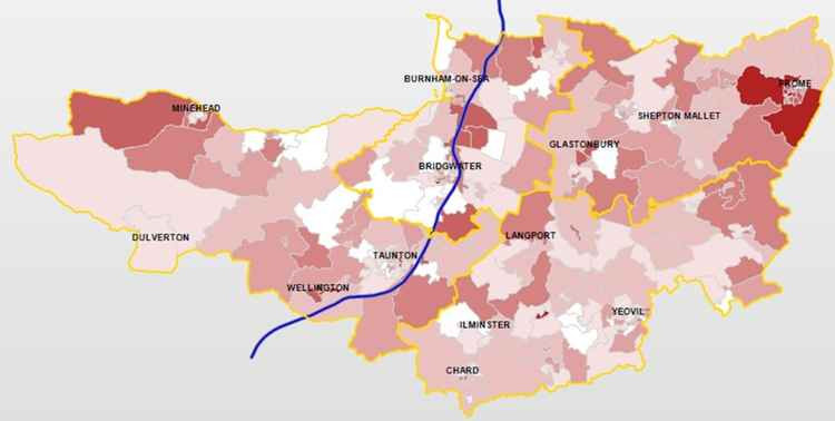 Map showing the distribution of home-schooled children in Somerset (Photo: Somerset County Council)