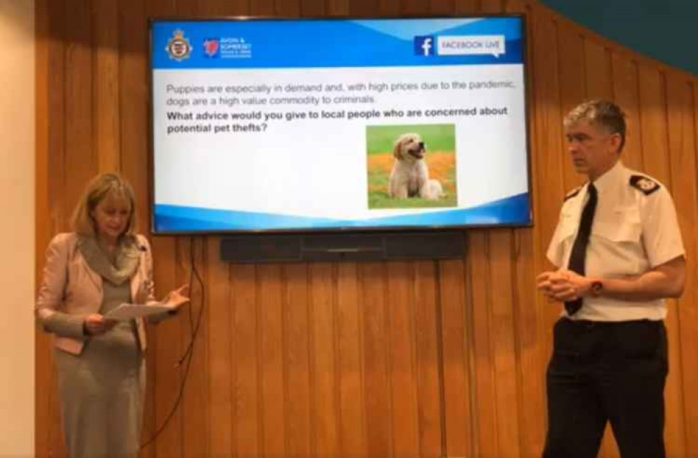 Police and crime commissioner Sue Mountstevens and chief constable Andy Marsh discussing dog thefts (Photo: Facebook)