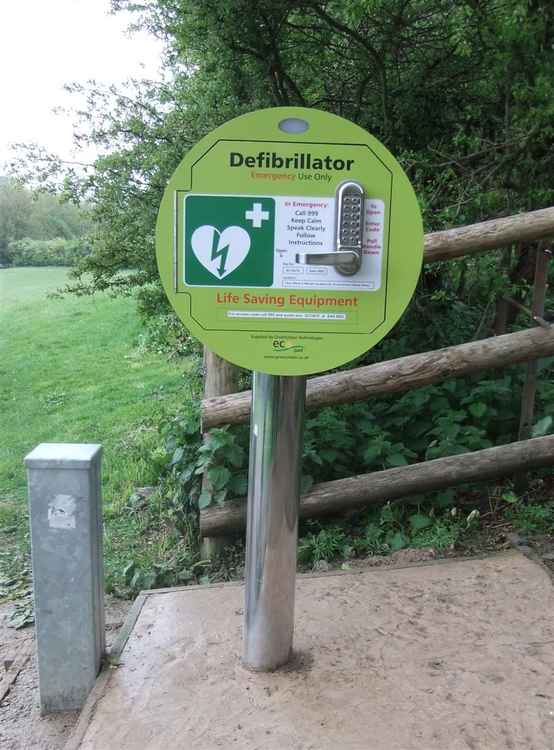 The newly-installed defibrillator at Glastonbury Tor