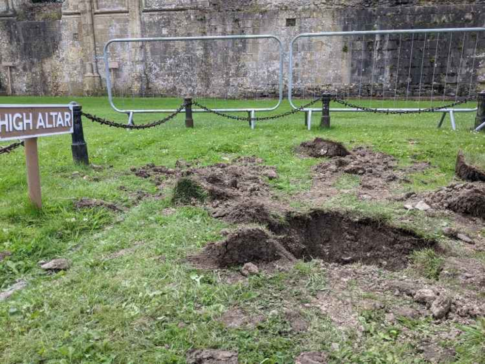 The damage at Glastonbury Abbey