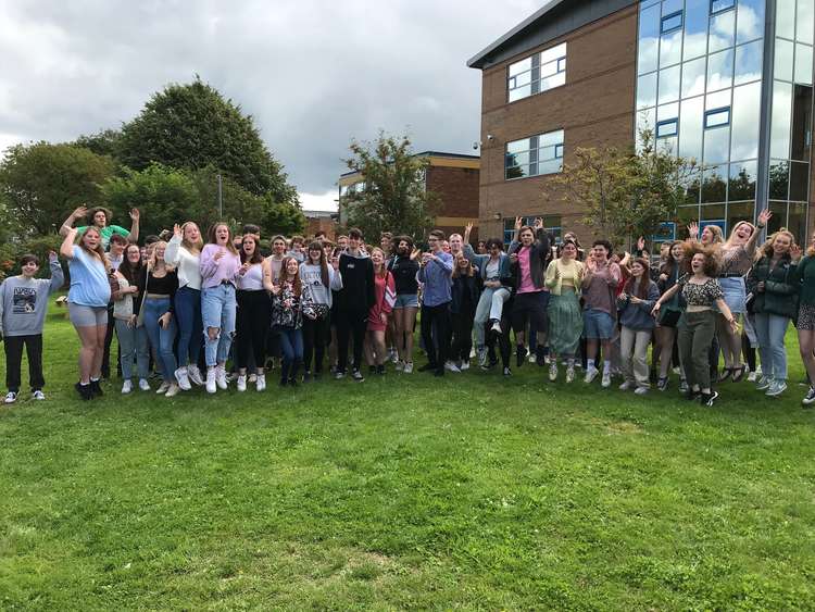 Strode College students at the A-level results day celebration today