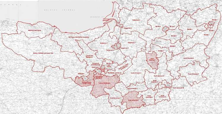 Option 1b for proposed electoral map for new Somerset unitary council (85 councillors in single and multi-member wards, with single-member wards being darkly shaded) (Photo: Somerset County Council)
