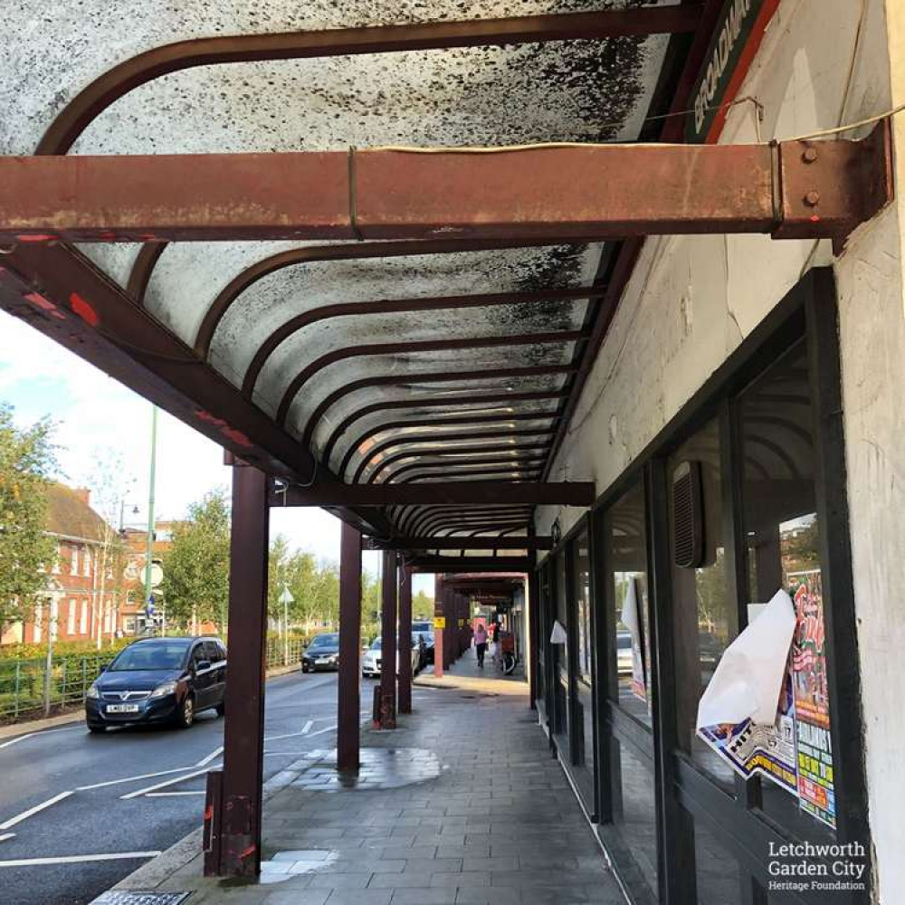 Letchworth: Town centre work update - find out more. PICTURE: Work has started on updating the canopy on Arena Parade and Broadway. CREDIT: Letchworth Garden City Heritage Foundation.