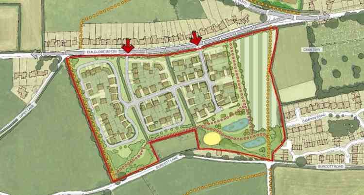 Masterplan of new development of 100 homes off B3139 Elm Close in Wells (Photo: Gladman Developments)