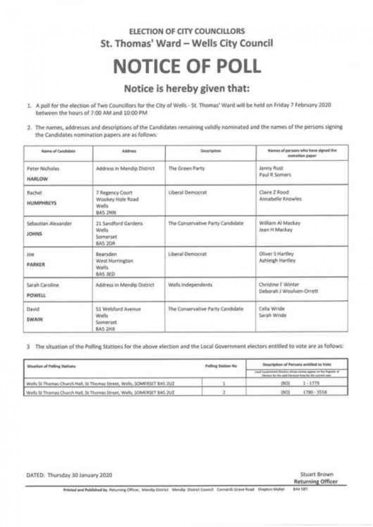 The list of St Thomas' Ward candidates