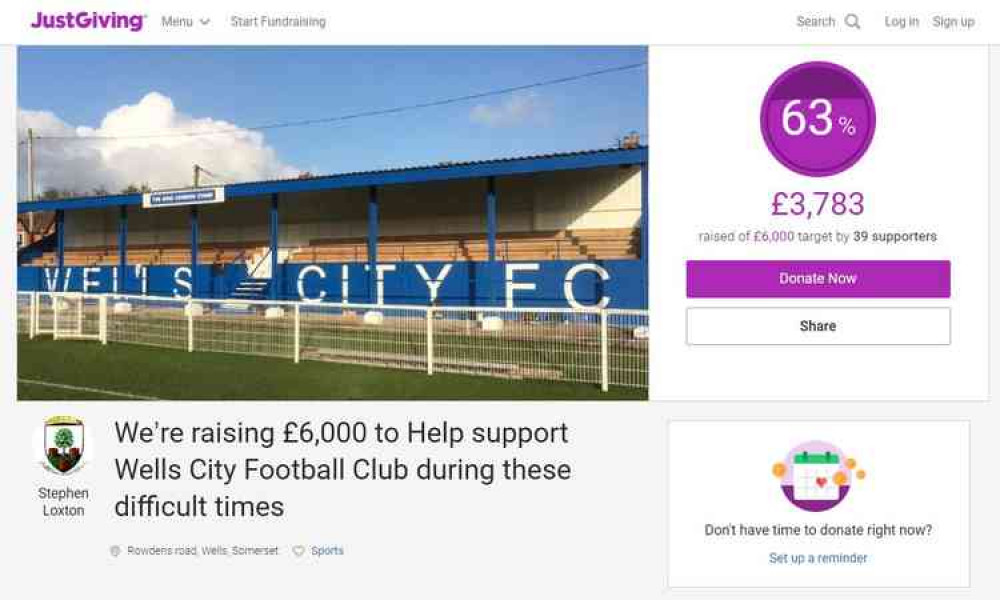 The Wells City JustGiving page